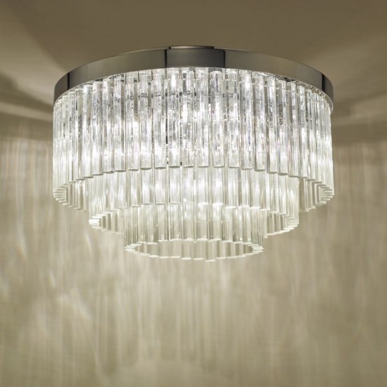 64956-003 Chrome 5 Light Flush with Clear Glass Rods 64956-003 Chrome 5 Light Flush with Clear Glass Rods