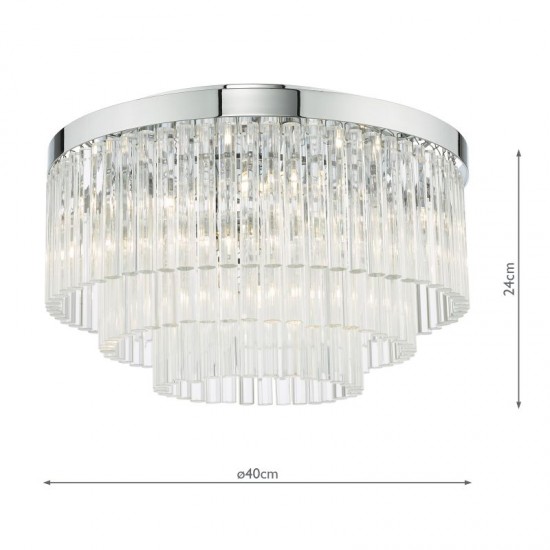 64956-003 Chrome 5 Light Flush with Clear Glass Rods 64956-003 Chrome 5 Light Flush with Clear Glass Rods