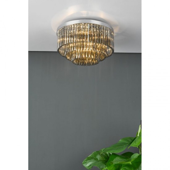 64957-003 Chrome 5 Light Flush with Smoked Glass Rods 64957-003 Chrome 5 Light Flush with Smoked Glass Rods
