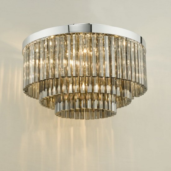 64957-003 Chrome 5 Light Flush with Smoked Glass Rods 64957-003 Chrome 5 Light Flush with Smoked Glass Rods
