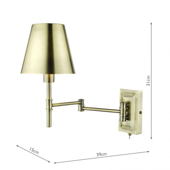 64965-003 Antique Brass Swing Arm Wall Lamp