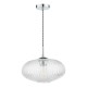 64992-003 Chrome Pendant with Clear Ribbed Glass