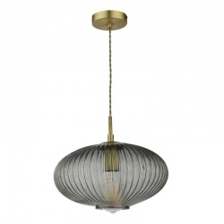 64993-003 Antique Brass Pendant with Smoky Ribbed Glass 64993-003 Antique Brass Pendant with Smoky Ribbed Glass