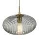 64993-003 Antique Brass Pendant with Smoky Ribbed Glass