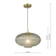 64993-003 Antique Brass Pendant with Smoky Ribbed Glass