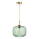 64998-003 Antique Brass Pendant with Green Ribbed Glass