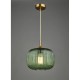 64998-003 Antique Brass Pendant with Green Ribbed Glass