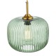 64998-003 Antique Brass Pendant with Green Ribbed Glass