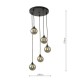 64999-003 Black 5 Light Cluster Pendant with Smoked Mirrored Glasses