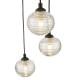 65001-003 Black 5 Light Cluster Pendant with Ribbed Clear Glasses