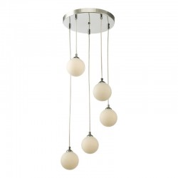65004-003 Chrome 5 Light Cluster Pendant with Opal Glasses