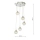 65005-003 Chrome 5 Light Cluster Pendant with Ribbed Clear Glasses
