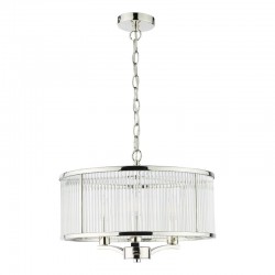 65007-003 Polished Nickel 3 Light Pendant with Clear Glass Rods