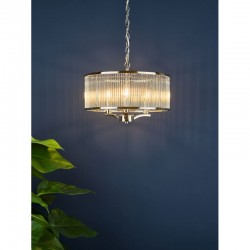 65007-003 Polished Nickel 3 Light Pendant with Clear Glass Rods
