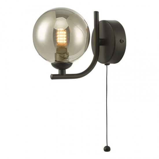 65013-003 Black Wall Lamp with  Smoky Glass