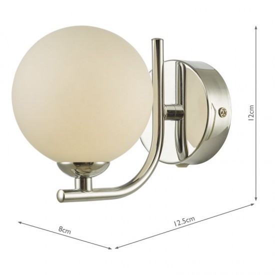 65016-003 Chrome Wall Lamp with White Glass