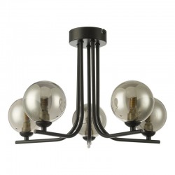 65017-003 Black 5 Light Ceiling Lamp with Smoky Glasses 65017-003 Black 5 Light Ceiling Lamp with Smoky Glasses