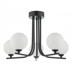 65018-003 Black 5 Light Ceiling Lamp with White Glasses 65018-003 Black 5 Light Ceiling Lamp with White Glasses