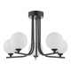 65018-003 Black 5 Light Ceiling Lamp with White Glasses