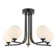 65018-003 Black 5 Light Ceiling Lamp with White Glasses