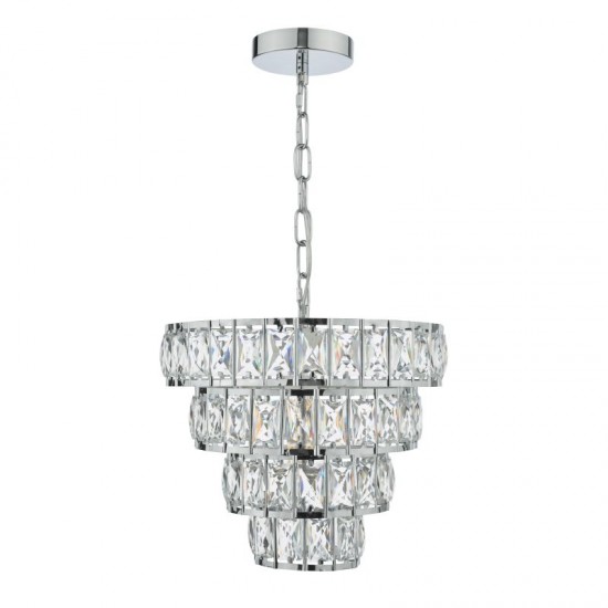 65024-003 Chrome 4 Tier Chandelier with Crystal