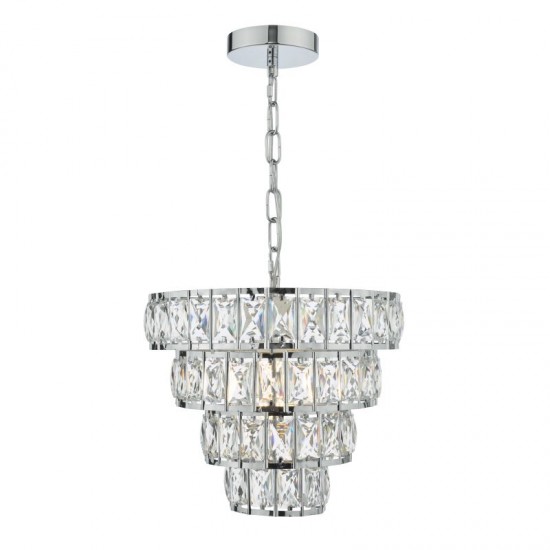 65024-003 Chrome 4 Tier Chandelier with Crystal