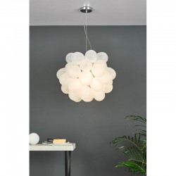 65026-003 Chrome 6 Light Centre Fitting with White Frosted Glasses