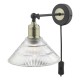 65028-003 Antique Brass Plug-in Wall Lamp with Prismatic Clear Glass