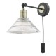 65028-003 Antique Brass Plug-in Wall Lamp with Prismatic Clear Glass