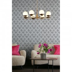 65029-003 Natural Brass 8 Light Centre Fitting with Opal Glasses
