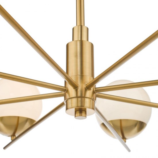 65029-003 Natural Brass 8 Light Centre Fitting with Opal Glasses