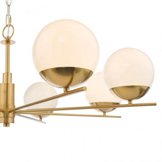 65029-003 Natural Brass 8 Light Centre Fitting with Opal Glasses