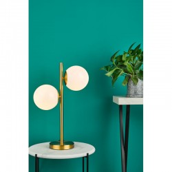 65030-003 Natural Brass 2 Light Table Lamp with Opal Glasses