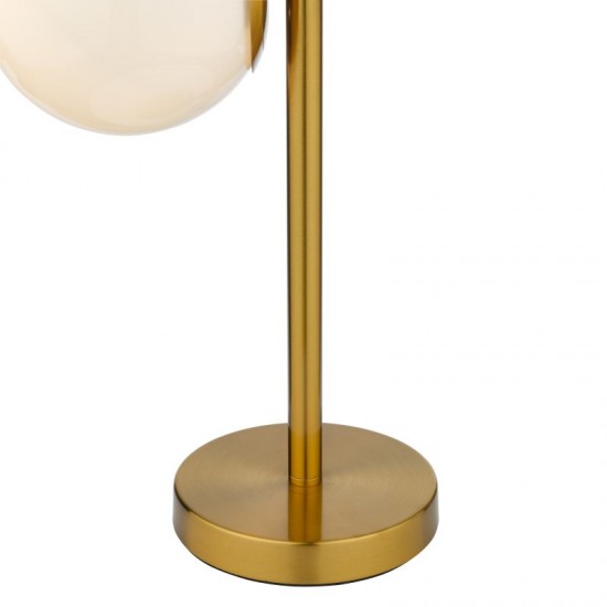65030-003 Natural Brass 2 Light Table Lamp with Opal Glasses