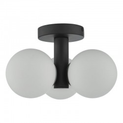 65031-003 Matt Black 3 Light Ceiling Lamp with Opal Glass