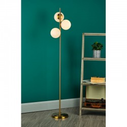 65034-003 Natural Brass 3 Light Floor Lamp with Opal Glasses 65034-003 Natural Brass 3 Light Floor Lamp with Opal Glasses