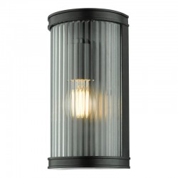 65036-003 Black Wall Lamp with Clear Ribbed Glass