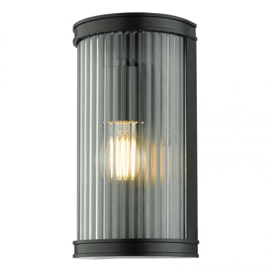 65036-003 Black Wall Lamp with Clear Ribbed Glass 65036-003 Black Wall Lamp with Clear Ribbed Glass