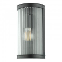 65036-003 Black Wall Lamp with Clear Ribbed Glass