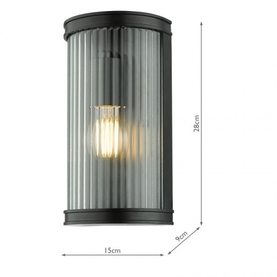 65036-003 Black Wall Lamp with Clear Ribbed Glass 65036-003 Black Wall Lamp with Clear Ribbed Glass