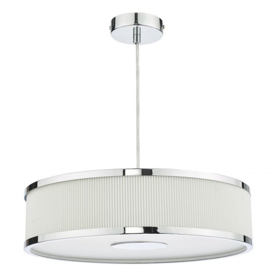 65038-003 Polished Chrome 3 Light Pendant with Cotton Shade & Diffuser