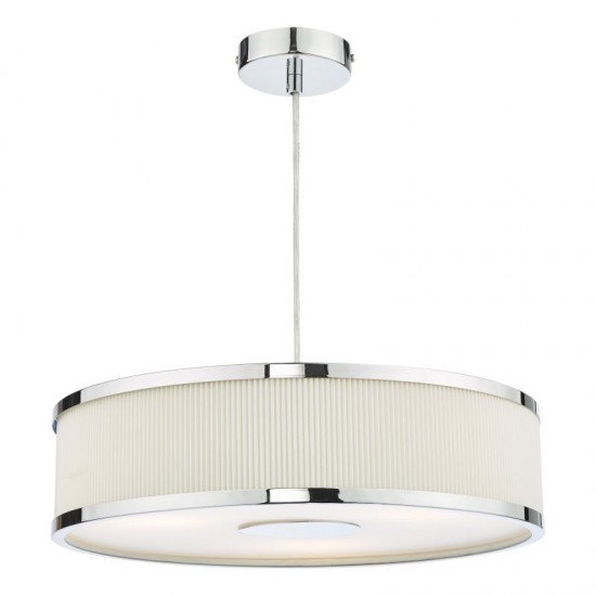 65038-003 Polished Chrome 3 Light Pendant with Cotton Shade & Diffuser