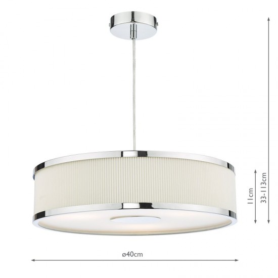 65038-003 Polished Chrome 3 Light Pendant with Cotton Shade & Diffuser