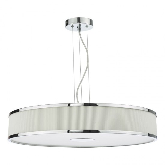 65040-003 Polished Chrome 6 Light Pendant with Cotton Shade & Diffuser