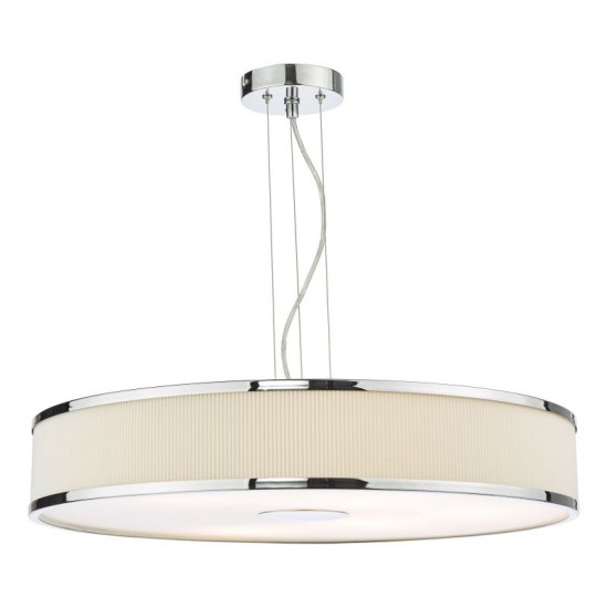 65040-003 Polished Chrome 6 Light Pendant with Cotton Shade & Diffuser