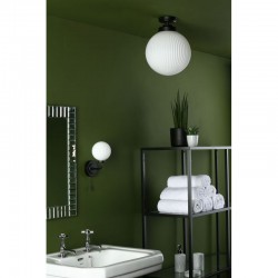 65042-003 Black Ceiling Lamp with Ribbed Opal Glass 65042-003 Black Ceiling Lamp with Ribbed Opal Glass