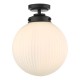 65042-003 Black Ceiling Lamp with Ribbed Opal Glass