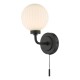 65043-003 Black Wall Lamp with Ribbed Opal Glass