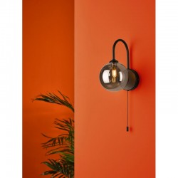 65051-004 Black Wall Lamp with Mirror Smoked Glass