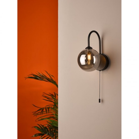 65051-004 Black Wall Lamp with Mirror Smoked Glass 65051-004 Black Wall Lamp with Mirror Smoked Glass